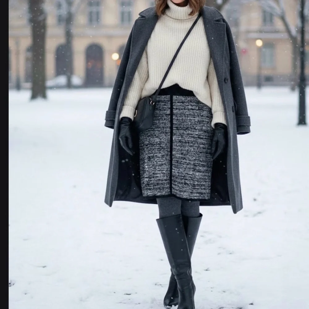 SKIRT OF Ann Taylor , Black and Gray Pencil Skirt